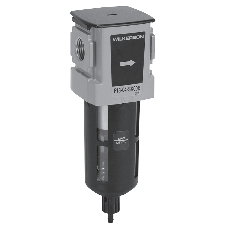 Wilkerson F18 Series Modular Particulate Filter, Port Sizes 1/4, 3/8 1/2; Flows to 82 SCFM